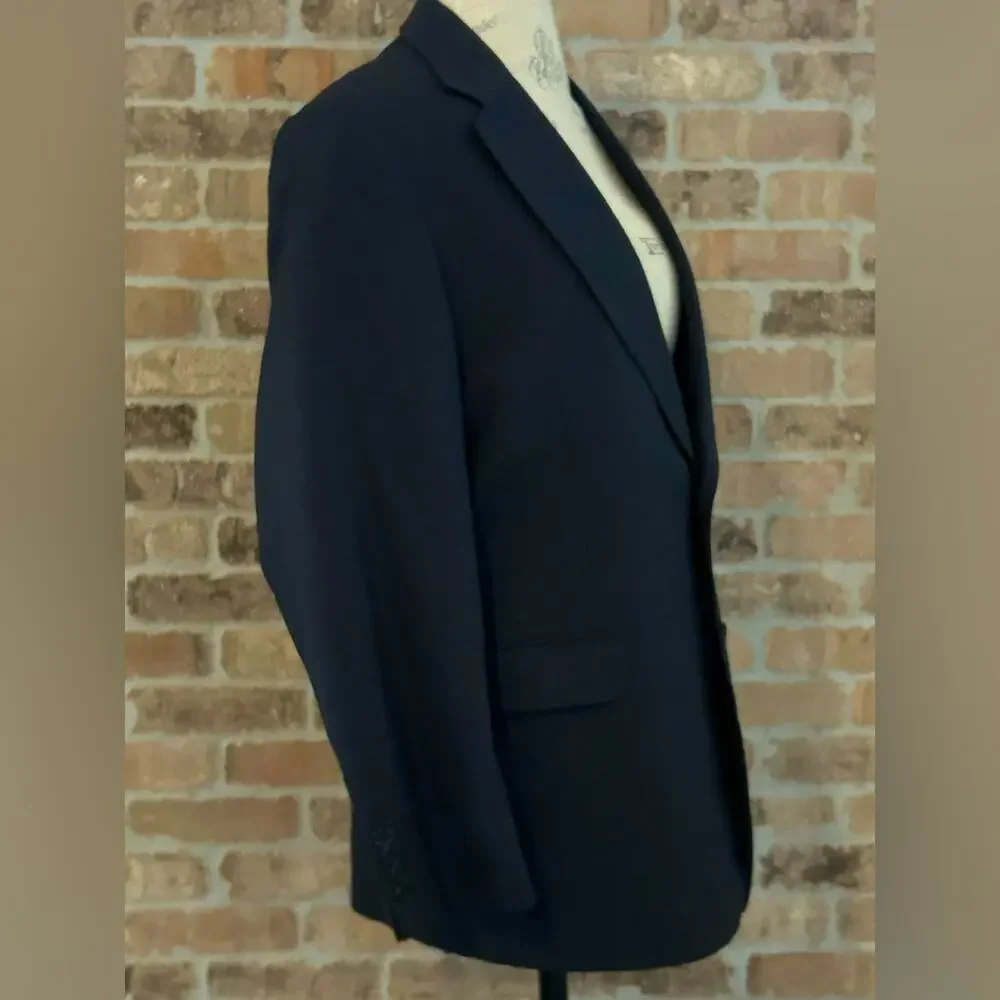 Brooks brothers 346 stretch navy blue wool sports coat blazer size 40R striped